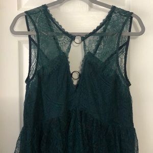 Free People Green & Black Shimmer Dress